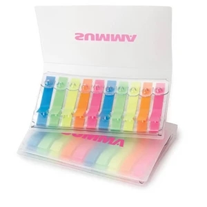 Easi-notes (r) - Highlighter Reusable Sticky Strips With Translucent Magic Dispenser And Cover