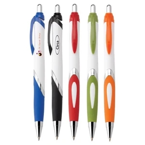 Helix-eco - Push-action Biodegradable Pen With White Barrel, White Accent, Chrome Trim
