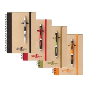 Eco 6" X 8" Spiral Bound Hard Cover Journal Combo With Biodegradable Paper Pen