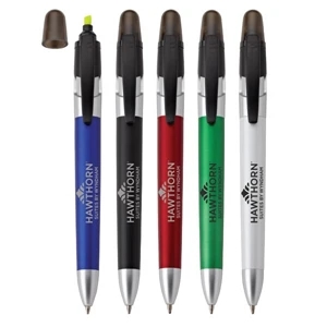 Johnavan - Plastic Pen/highlighter Metallic Finish, Slide-action Pen Function & Black Clip