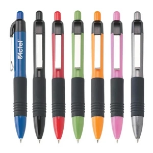 Peewee - Push-action Ballpoint Plastic Mini Pen With Colored Barrel And Chrome Clip And Grip
