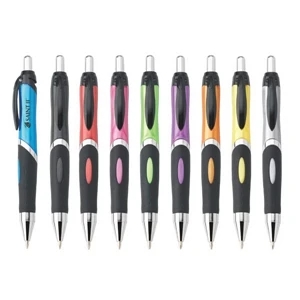 Mini Helix - Push Action Plastic Ballpoint Pen With Iridescent Finish, Black Grip & Clip