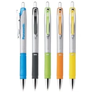 Blitz - Plastic Push-action Ballpoint Pen With Satin Silver Barrel And Colored Grip