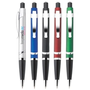 Comet - Push-action Ballpoint Plastic Pen With Retro Metallic Barrel, Chrome Trim & Grip