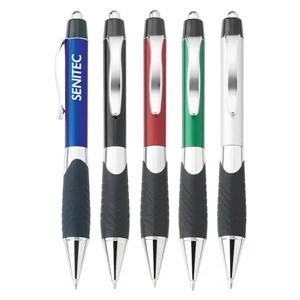 Midas - Push-action Ballpoint Plastic Pen With Chrome Trim And Decorative Grip