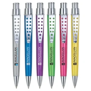 Calypso - Push-action Ballpoint Plastic Pen With Iridescent Finish, Chrome Trim & Metal Tip