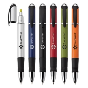 Gineto - Twist-action Plastic Pen/highlighter With Satin Or Solid Colored Finish & Grip
