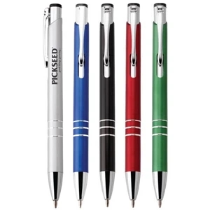 Ellie - Push-action Ballpoint Plastic Pen With Translucent Metallic Finish And Chrome Trim