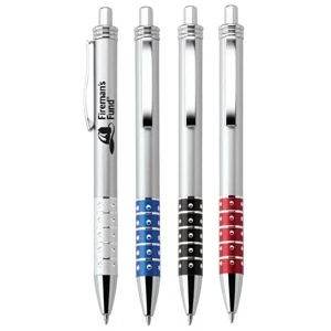 Charm - Push-action Ballpoint Plastic Pen With Satin Silver Barrel And Colored Grip