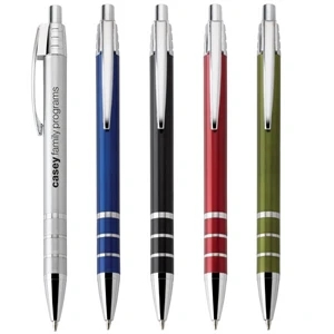 Nuvo - Push-action Ballpoint Plastic Pen With Metallic Barrel And Chrome Trim