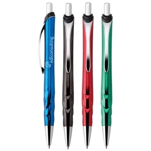Lumina - Push-action Ballpoint Plastic Pen With Shiny Metallic Finish And Chrome Trim