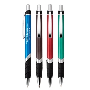 Brody - Push-action Ballpoint Plastic Pen With Shiny Metallic Finish And Chrome Trim