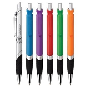 Jacob - Push-action Ballpoint Plastic Pen With Colored Barrel And Chrome Trim