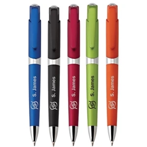 Ashton - Push-action Ballpoint Plastic Pen With Matte Metallic Finish And Chrome Trim