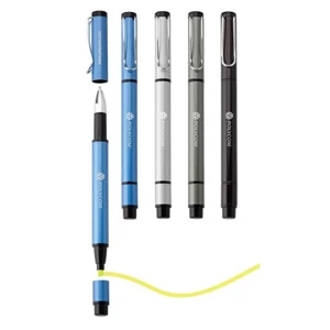 Shadow - Aluminum Ballpoint Pen/highlighter With Brushed Finish And Removable Cap