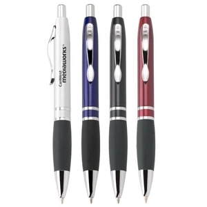 Perfecto - Push-action Ballpoint Metal Pen With A Black Rubber Comfort Grip And Chrome Trim