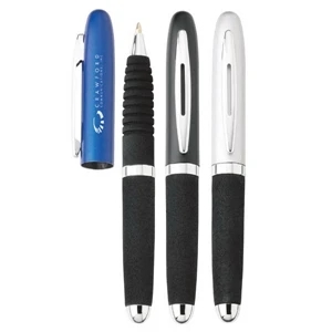 Protege - Ballpoint Metal Mini Pen With Pull-off Cap, Chrome Trim And Foam Barrel