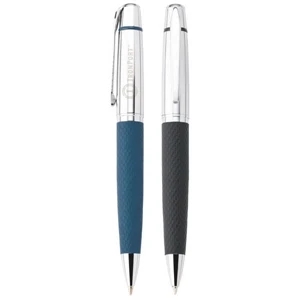 Evolution - Twist-action Ballpoint Metal Pen With Textured Leatherette Barrel And Chrome Trim