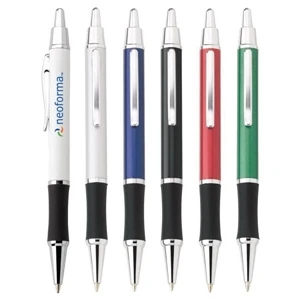Omni - Push-action Ballpoint Metal Pen With Chrome Trim And Black Comfort Grip