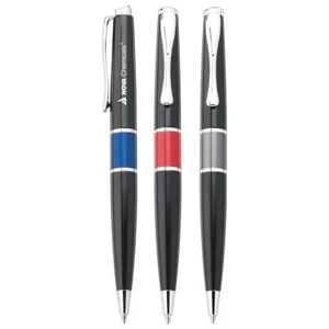 Majestic - Metal Ballpoint Pen With Chrome Trim And Colored Centered Band