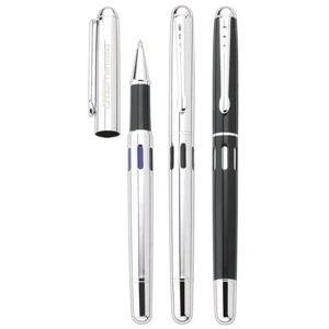 Precision - Rollerball Metal Pen With Pull-off Cap, Center Accents And Chrome Trim