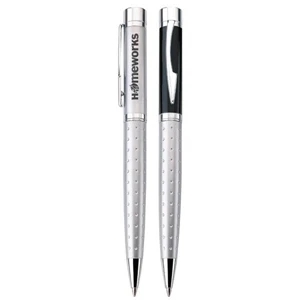 Optima - Twist-action Ballpoint Metal Pen With Decorative Barrel And Chrome Trim