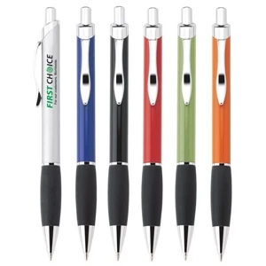 Alto - Push-action Ballpoint Metal Pen With Chrome Trim And Black Comfort Grip