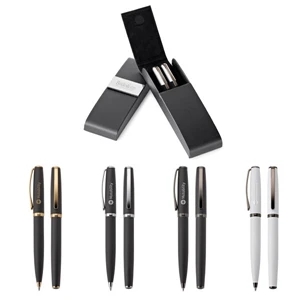 Renzo - Brass Twist Action Ballpoint Pen & Rollerball With Pull-off Cap