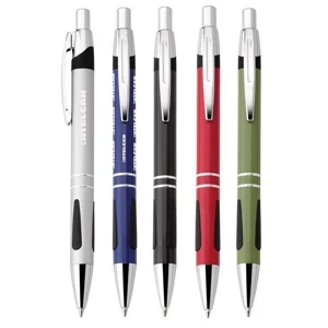 Ace - Ballpoint Pen Made Of Aluminum With Push-action, Chrome Trim & Black Accents