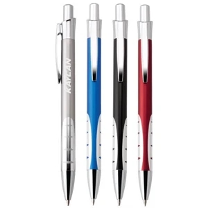 Glamour - Push-action Aluminum Ballpoint Pen Has Translucent Metallic Finish & Chrome Designs