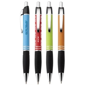 Piston - Push Action Ballpoint Aluminum Pen With Whimsical Colored Barrel