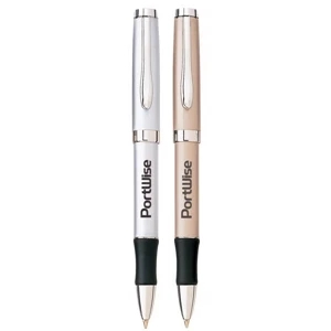 Scribe - Twist-action Ballpoint Metal Pen With Black Rubber Grip And Chrome Trim