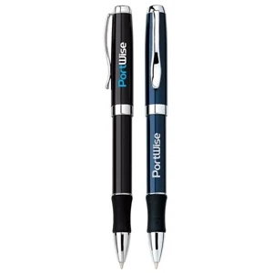 Scribe - Twist-action Ballpoint Metal Pen With Black Rubber Grip And Chrome Trim
