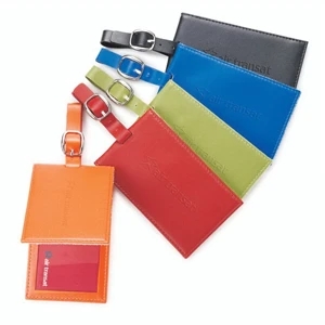 Colorplay - Leather Luggage Tag With Hidden Magnetic Closure. Holds Standard Business Card