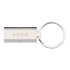 Two-tone Rectangular Shaped Chrome Key Ring With Satin Nickel Center Plate