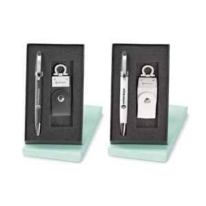 Bruno - Set Includes Slide-action Aluminum Pen And Matching Leather Usb Flash Drive