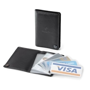 Tela - Black Vinyl Card Holder With Snap Button Closure And 8 Removable Card Holders