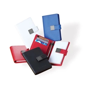 Solano - Vinyl Mini Business Organizer With Magnetic Closure, Mini Pen & Memo Pad