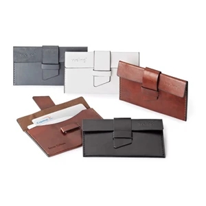 Fabrizio - Vinyl Card Case With Matching Exterior Flap, Brown Felt Lining & Loop Closure