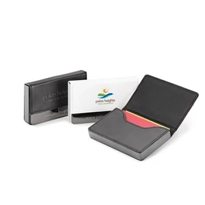Solano - Vinyl Business Card Holder With Hidden Magnetic Closure & Metal Plate On Front