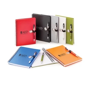 Dina - Notebook Has Elastic Pen Loop, Textured Polypropylene Cover & Aluminum Pen