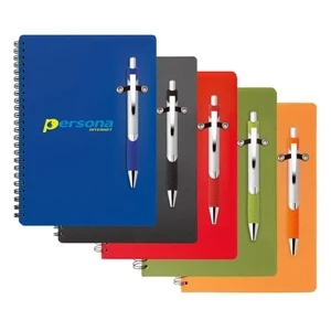 Neutron - 6 1/4" X 8 1/2" Polypropylene Memo Book With Plastic Ballpoint Pen