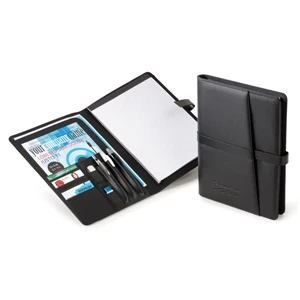 Fori - Black Vinyl Large Padfolio With Magnetic Closure And A Refillable 40 Sheet Note Pad