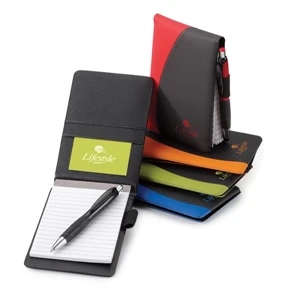 Wave - Wave 2-tone Jotter With Heat Sealed Side Accent And Refillable Lined Memo Pad