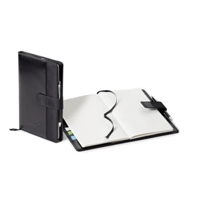 Lusso - Black Vinyl Portfolio With Decorative Stitching And Polyester Strip On The Front