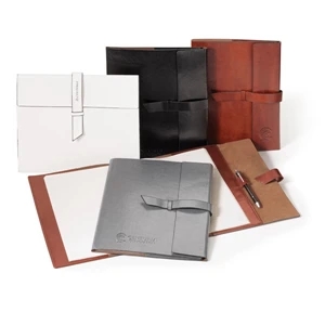 Fabrizio - Vinyl Portfolio With Exterior Flap, Strap And Loop Closure & Refillable Notebook