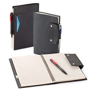 Langham - Combo Includes Journal With Vinyl Cover, Metal Pen And Spiral Notebook