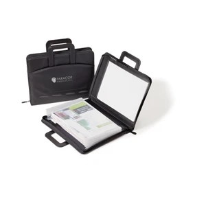 Motivo - Vinyl Briefcase With Embossed Accents, Zip Closure & Exterior Slots On Either Side