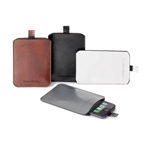 Fabrizio - Vinyl Pda Case With Matching Tab Attached To Black Nylon Strap & Brown Lining