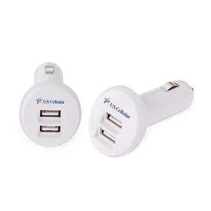 Porcini - Plastic Car Charger Has Two Usb Ports, Can Plug Into Car's Electric Outlet